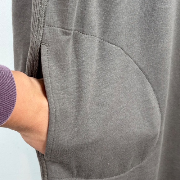 J Jill Tunic Dress XL Pima Cotton Taupe Boho Lagenlook Minimalist Classic Pocket - Picture 3 of 11